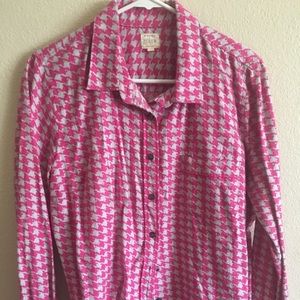 J Crew magenta & gray houndstooth buttondown